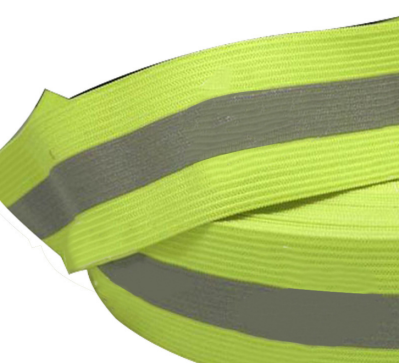 HZ- LIAN  反光松緊帶　螢光黃彈力反光帶服裝松緊反光織帶  滌綸  LA-6009   4*1.5cm / 5*2cm 後面照